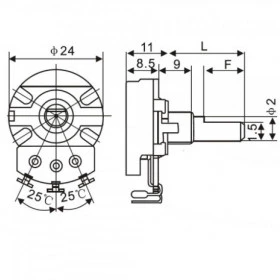 Potenciômetro Linear 250kΩ L40 WH0241