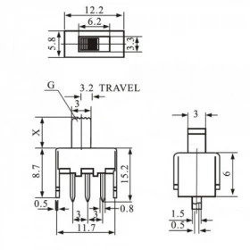 Chave HH 3 Terminais 2 Posições 180° 5,8x12,2mm SS12F46