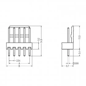 Conector Macho 10 Vias KK 2,54mm 180°