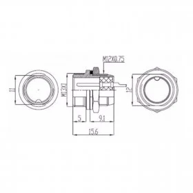 Conector de Aviação Circular Mini Mike GX12 4 Vias Macho para Painel