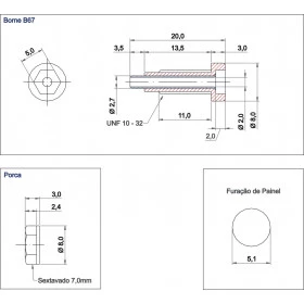 Borne para Pino Banana 2mm B67 Cinza 10A