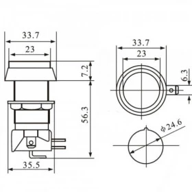Chave Botão para Fliperama Grande Redondo NA sem Trava Verde PBS-29 15A 250V 2 Terminais