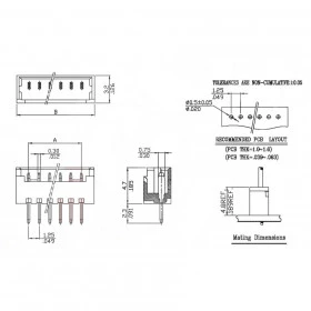 Conector 6 Vias Pico Blade 1,25mm 180°