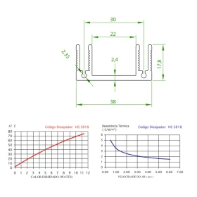 Dissipador de Alumínio RK17 30mm*38mm*18mm