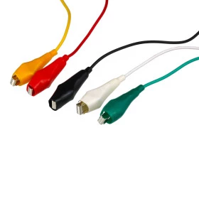 Kit 5 Cabos Jacaré x Jacaré Grande 1m (Amarelo, Branco, Preto, Verde e Vermelho)