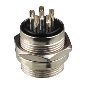 Conector de Aviação Circular Mike Grande GX20 6 Vias Macho para Painel