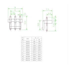 Conector VH 3 Vias KK 3,96mm Macho 180° KKzão com Trava