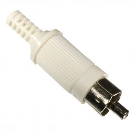Plug RCA Macho Branco com Rabicho Rígido
