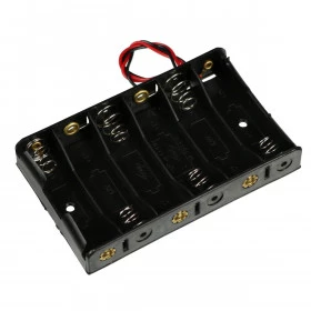 Suporte Reforçado para 6 Pilhas AA Canoa Horizontal Preto