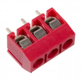 Borne Parafusável KRE KF301 3 Vias Passo 5mm 180° Vermelho