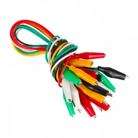 Kit 10 Cabos com Garra Jacaré 50cm (Vermelho, Preto, Amarelo, Verde e Branco)