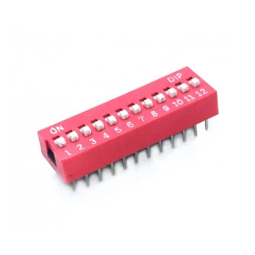 Chave Dipswitch 12 vias 180° Vermelha