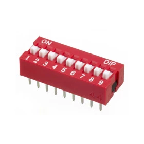Chave Dipswitch 9 vias 180° Vermelha