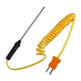 Termopar Sonda Tipo K 1m com Conector Amarelo e Fio em Mola