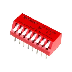 Chave Dipswitch 8 Vias 90° Vermelha