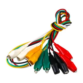 Kit 5 Cabos Jacaré x Jacaré Grande 1m (Amarelo, Branco, Preto, Verde e Vermelho)