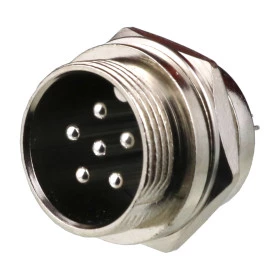 Conector de Aviação Circular Mike Grande GX20 6 Vias Macho para Painel